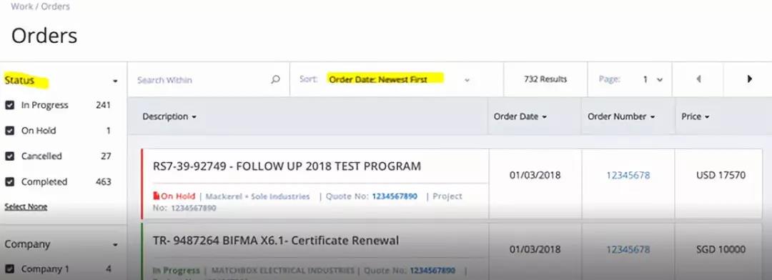 進(jìn)入訂單界面，您可以通過 “Status” 或 “Order Date” 進(jìn)行篩選